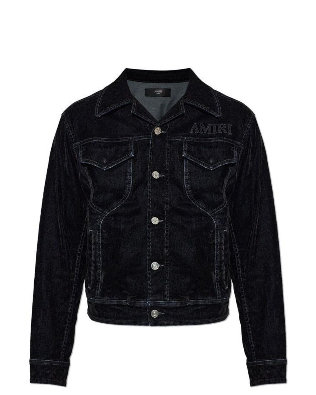 Amiri Blue Vintage Cut Flock Denim Jacket for men