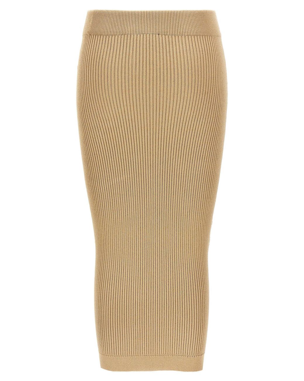 Balmain Natural Ribbed Midi Skirt