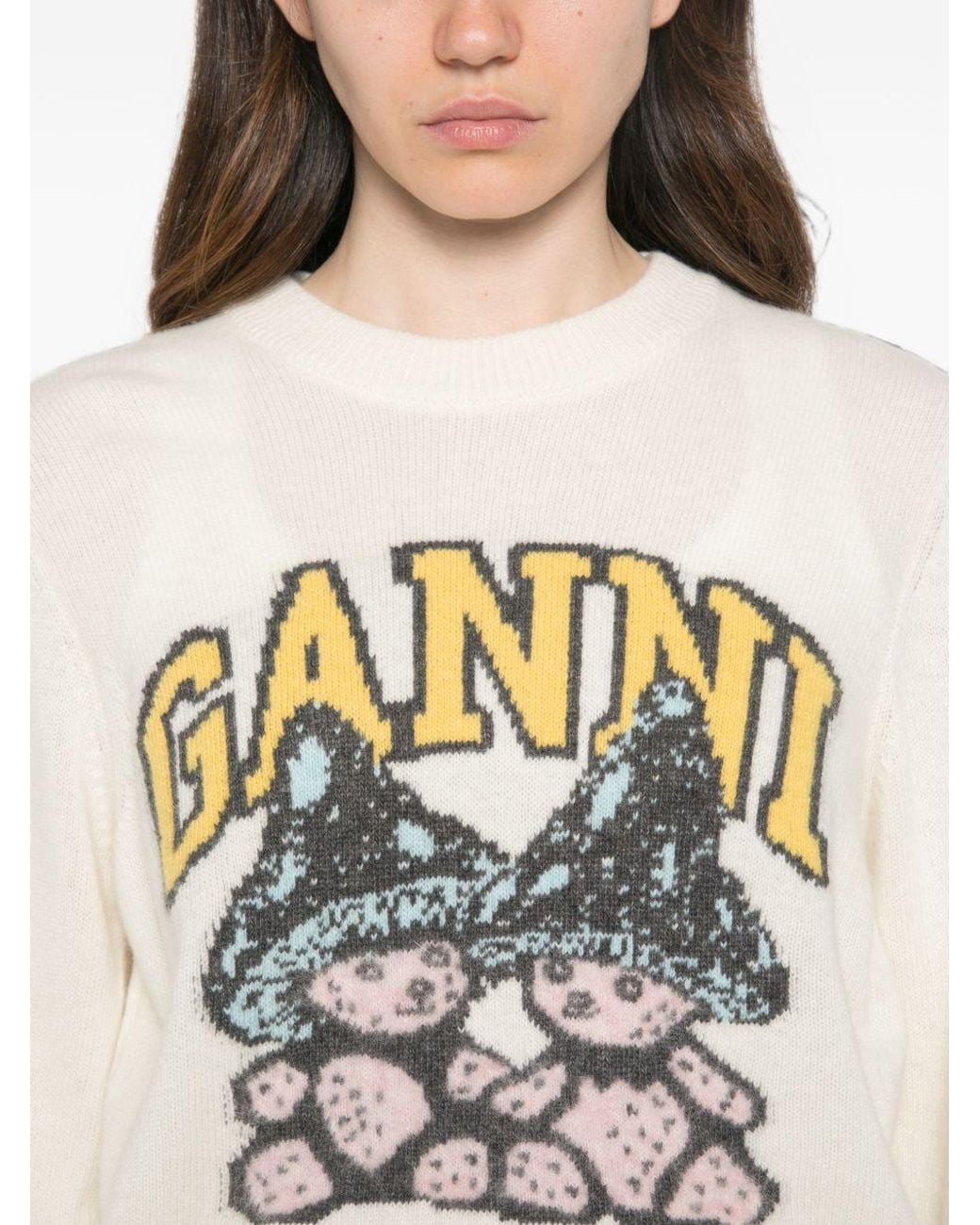 Ganni White Wool Sweater