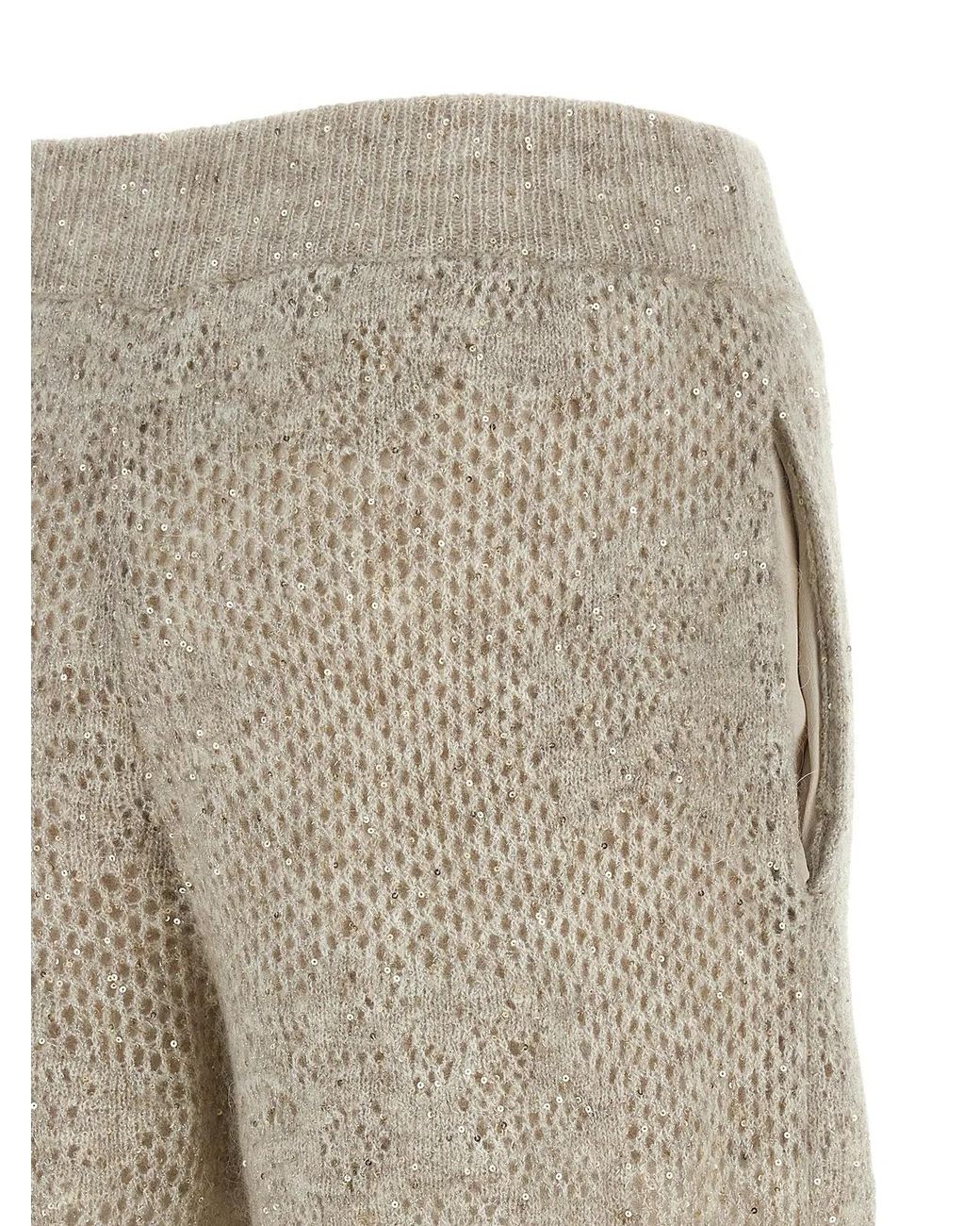 Brunello Cucinelli Natural 'Dazzling Abstact Leaf' Pants
