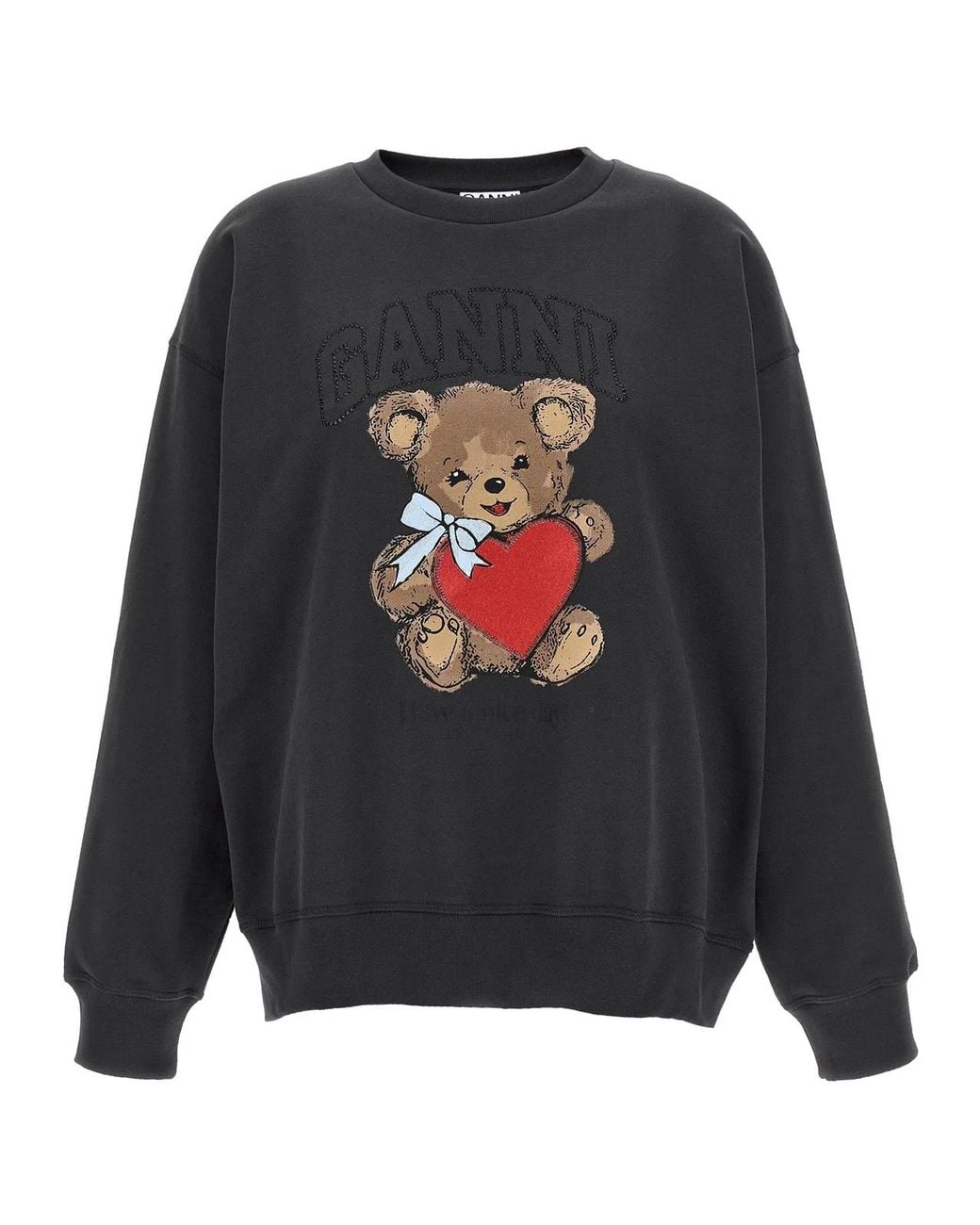 Ganni Gray Organic Cotton Sweatshirt