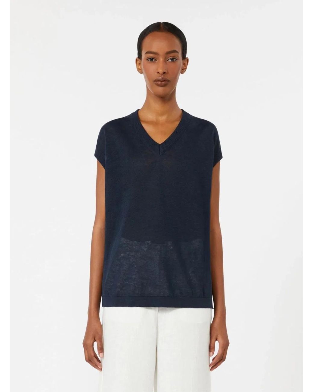 Max Mara Blue Smmghianda Knitted Waistcoat