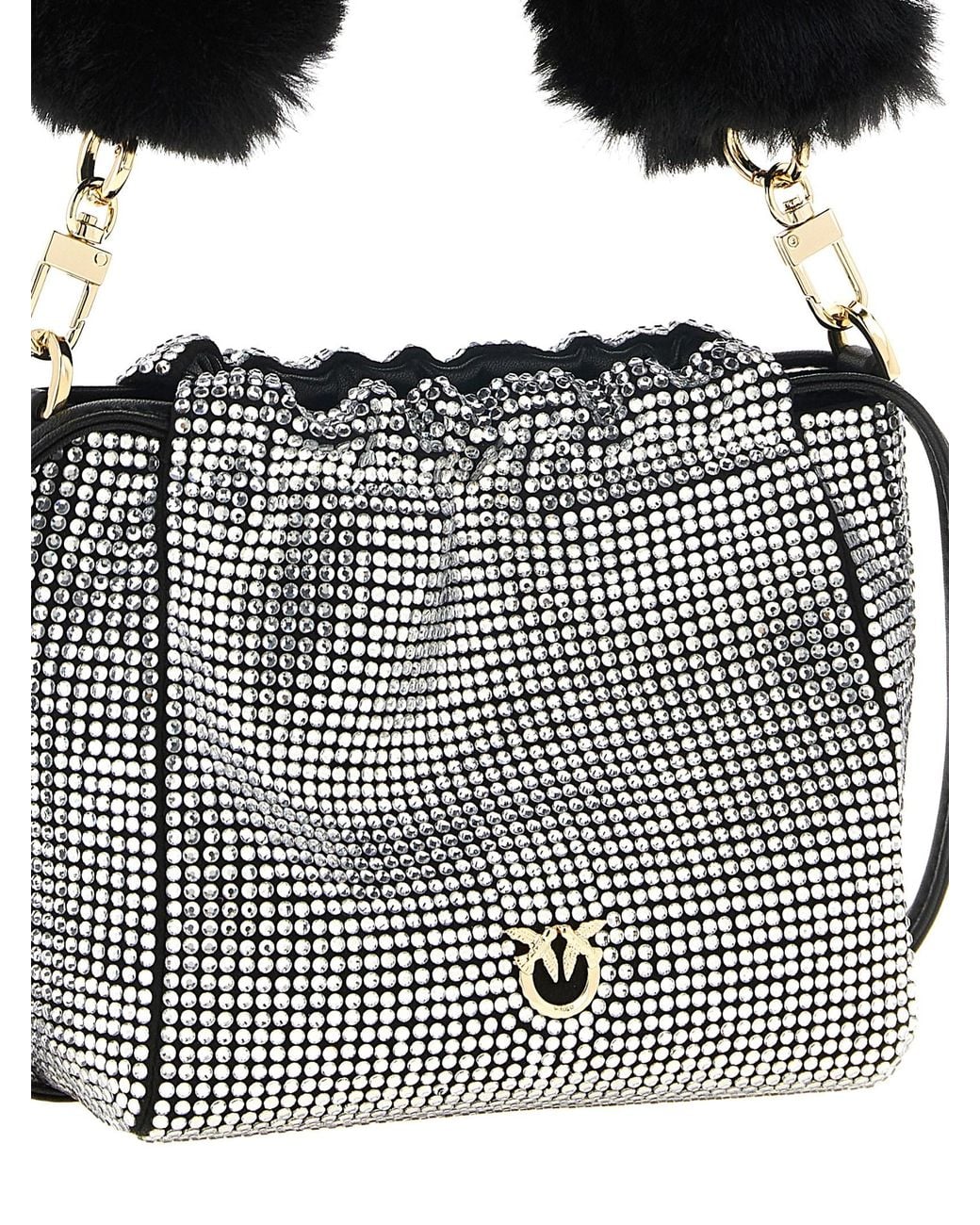 Pinko Gray Rhinestone Bucket Bag