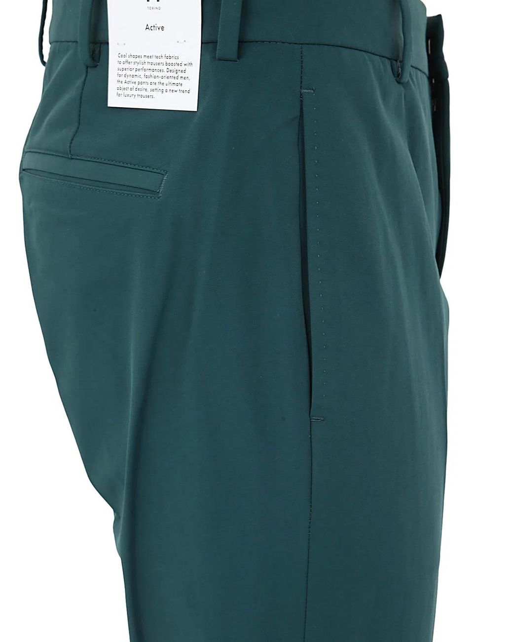 PT01 Green Flat Front Trousers With Ergonomic Pockets for men