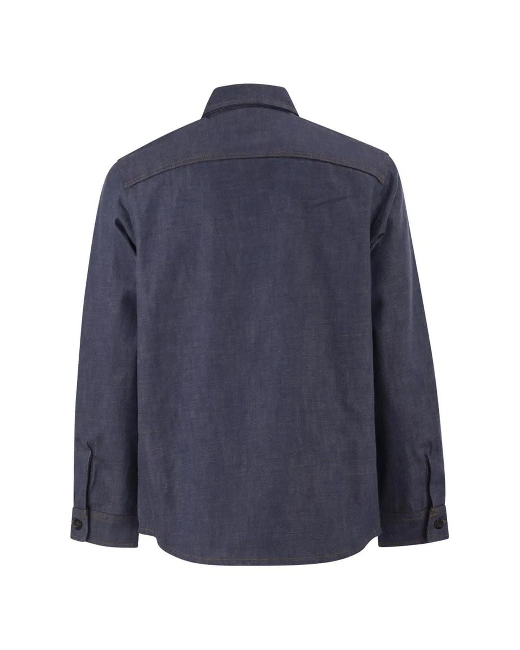 A.P.C. Blue Cotton Denim Shirt With Patch Pockets for men