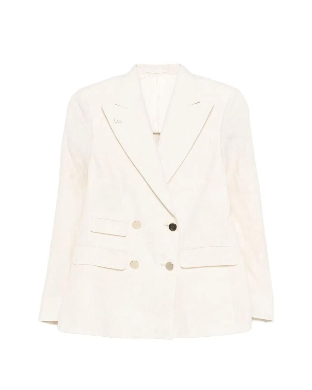 L.b.m. 1911 White Linen Blend Double-Breasted Jacket
