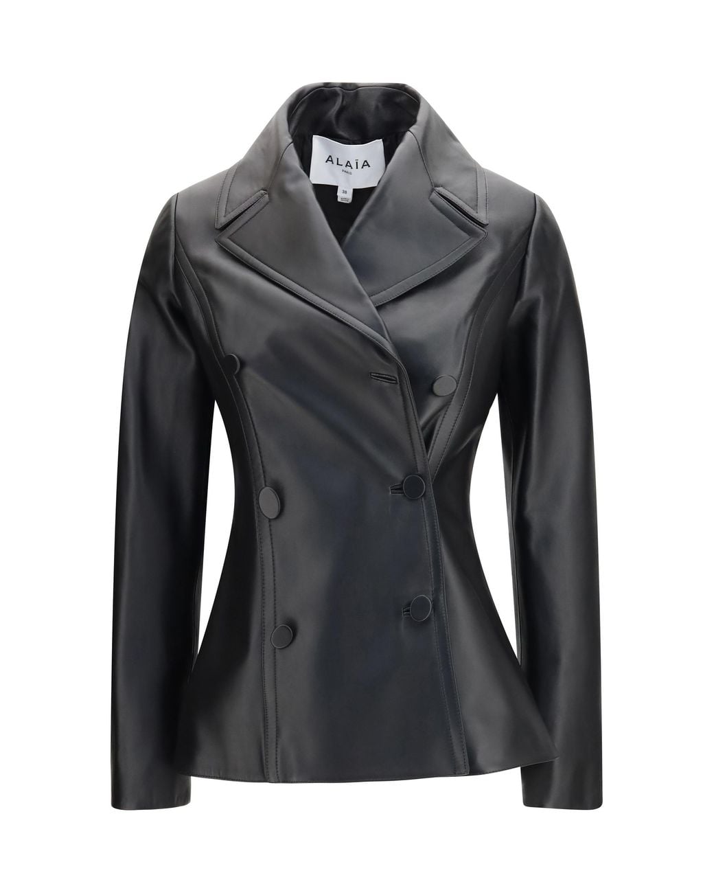 Alaïa Black Alaia Fitted Leather Caban Coat