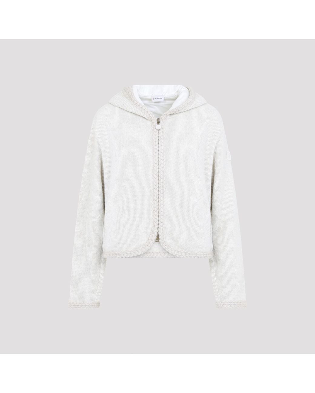 Moncler White Zip Up Cardigan