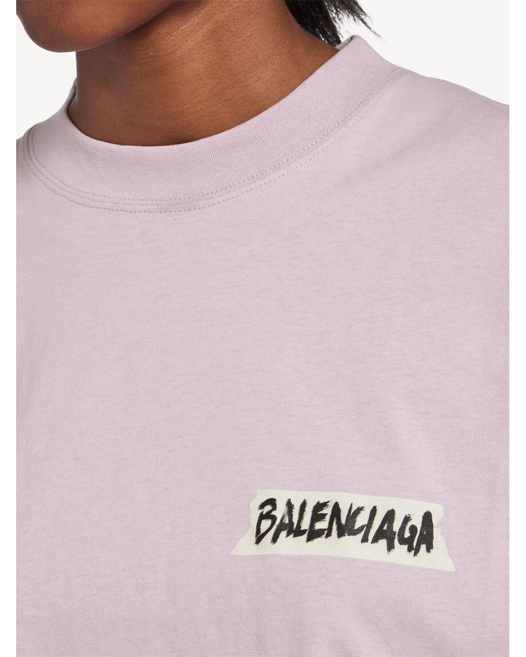 Balenciaga Pink T-Shirt Masking Tape Vestibilità Media