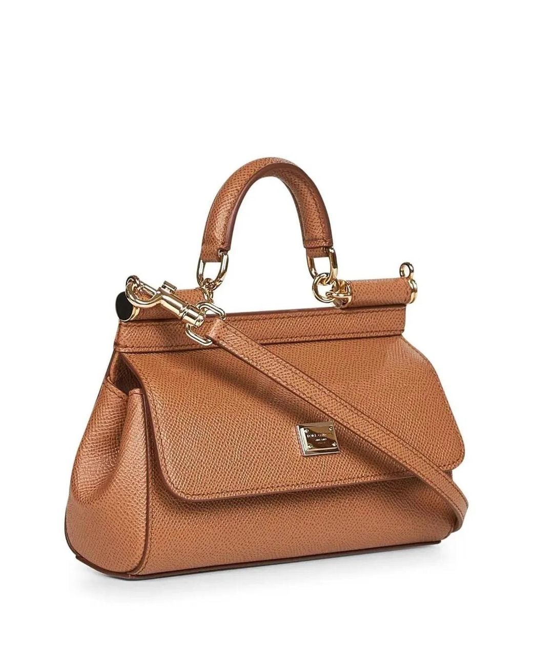 Dolce & Gabbana Brown Dolce & Gabbana Caramello Sicily Top Handle Bag