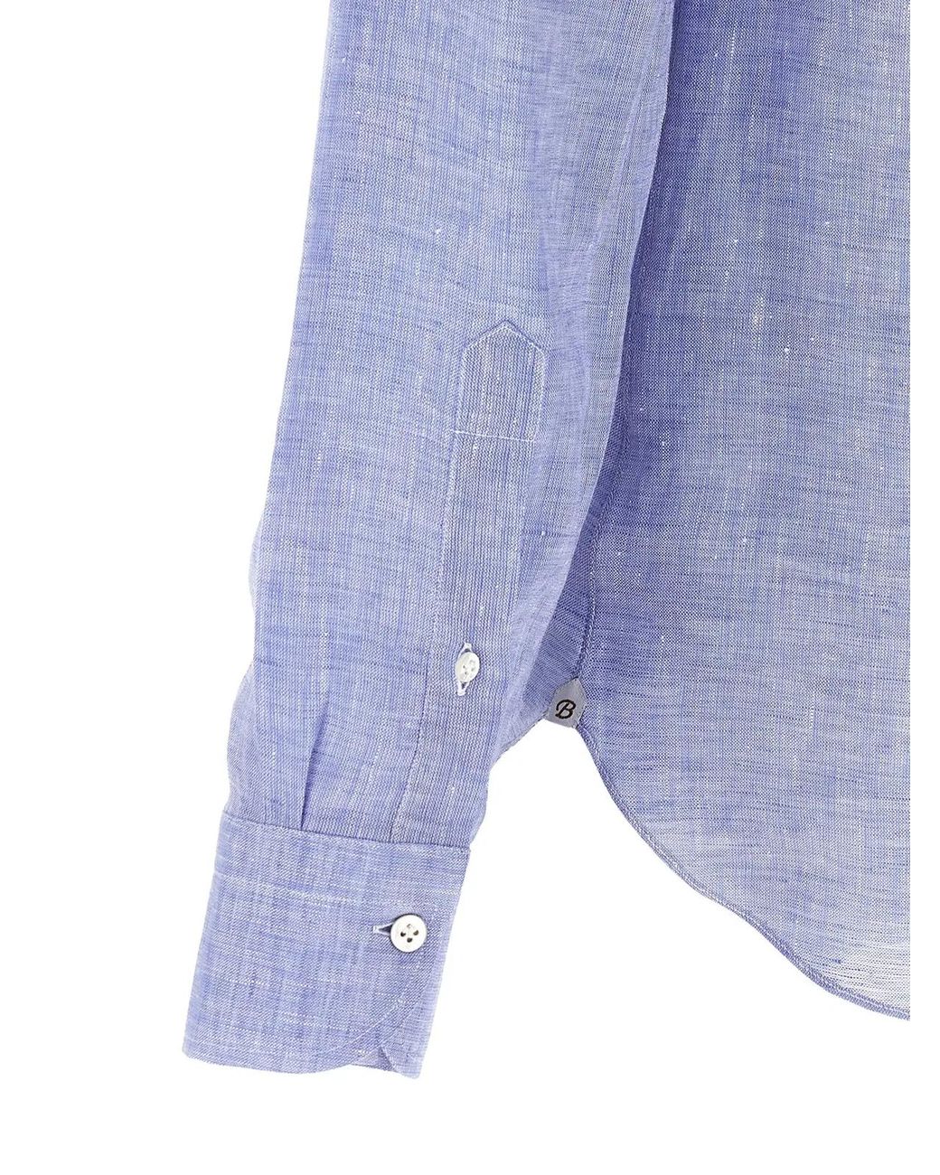 Borriello Blue Linen Blouse for men