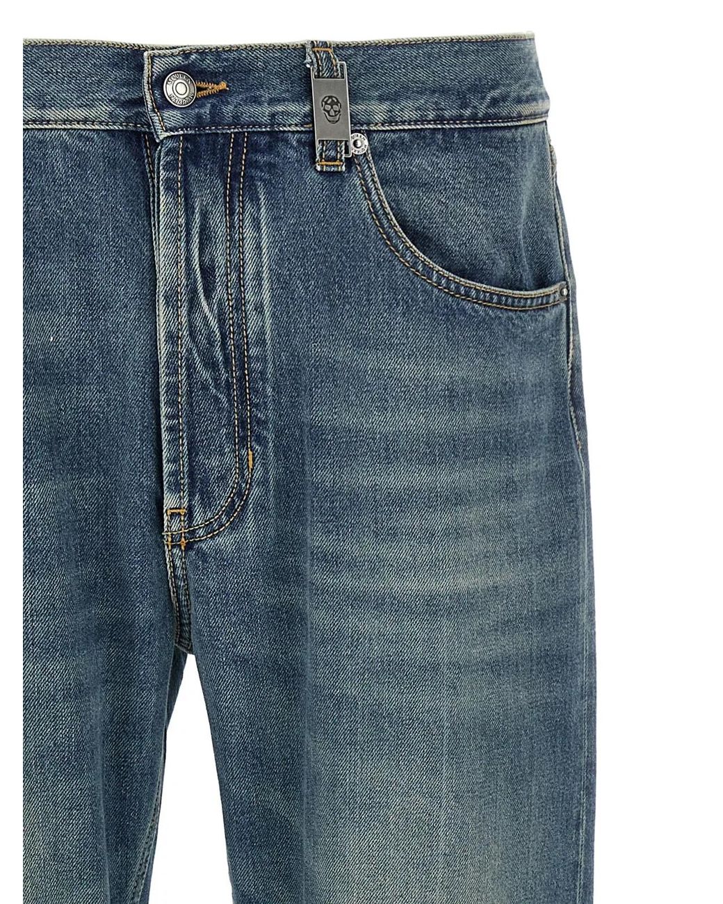 McQueen Blue 'Skull' Jeans for men