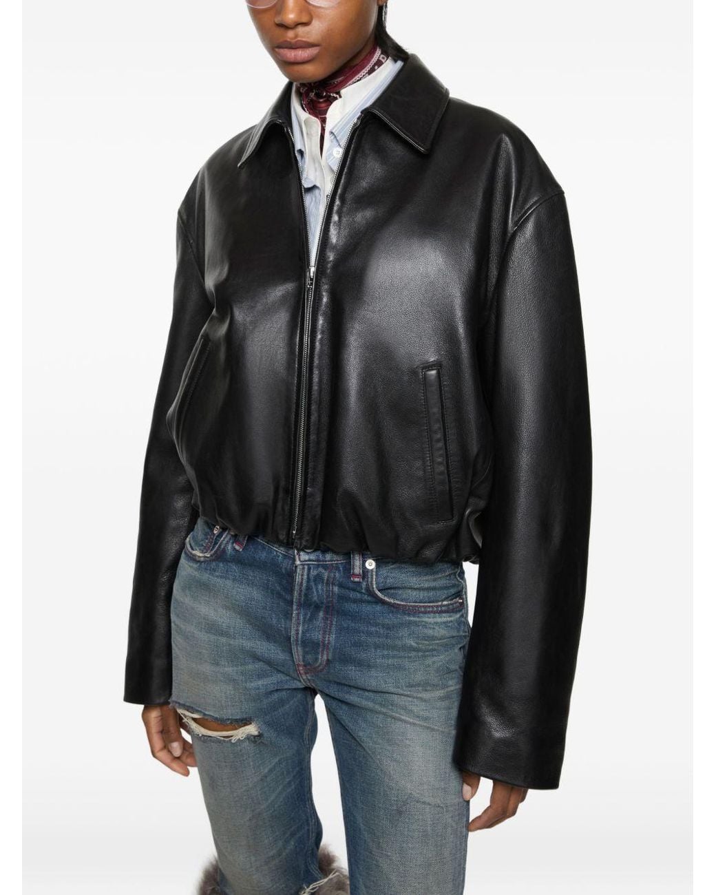 Acne Black Leather Biker Jacket