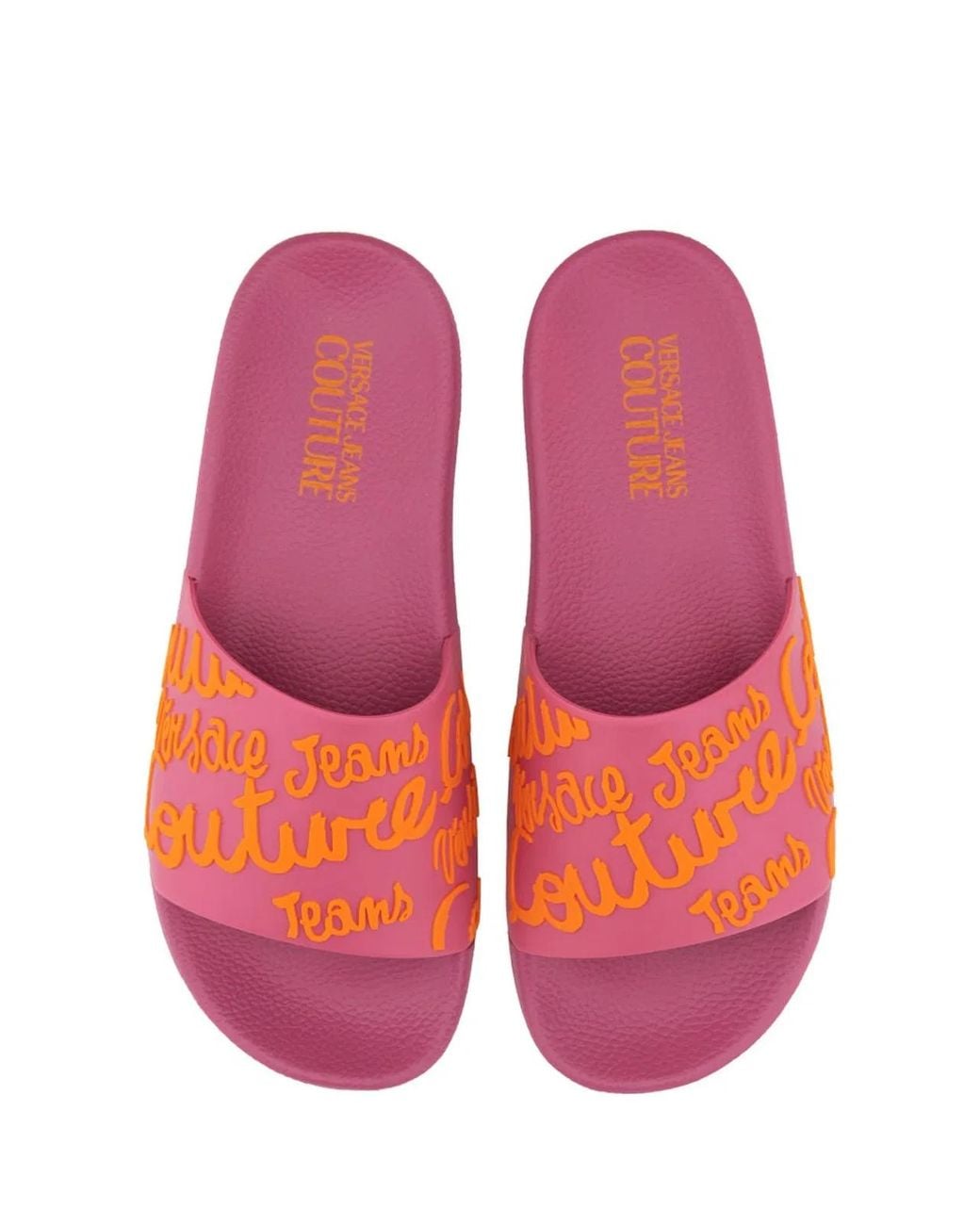 Versace Jeans Couture Pink Medusa Smiley Slide Sandals