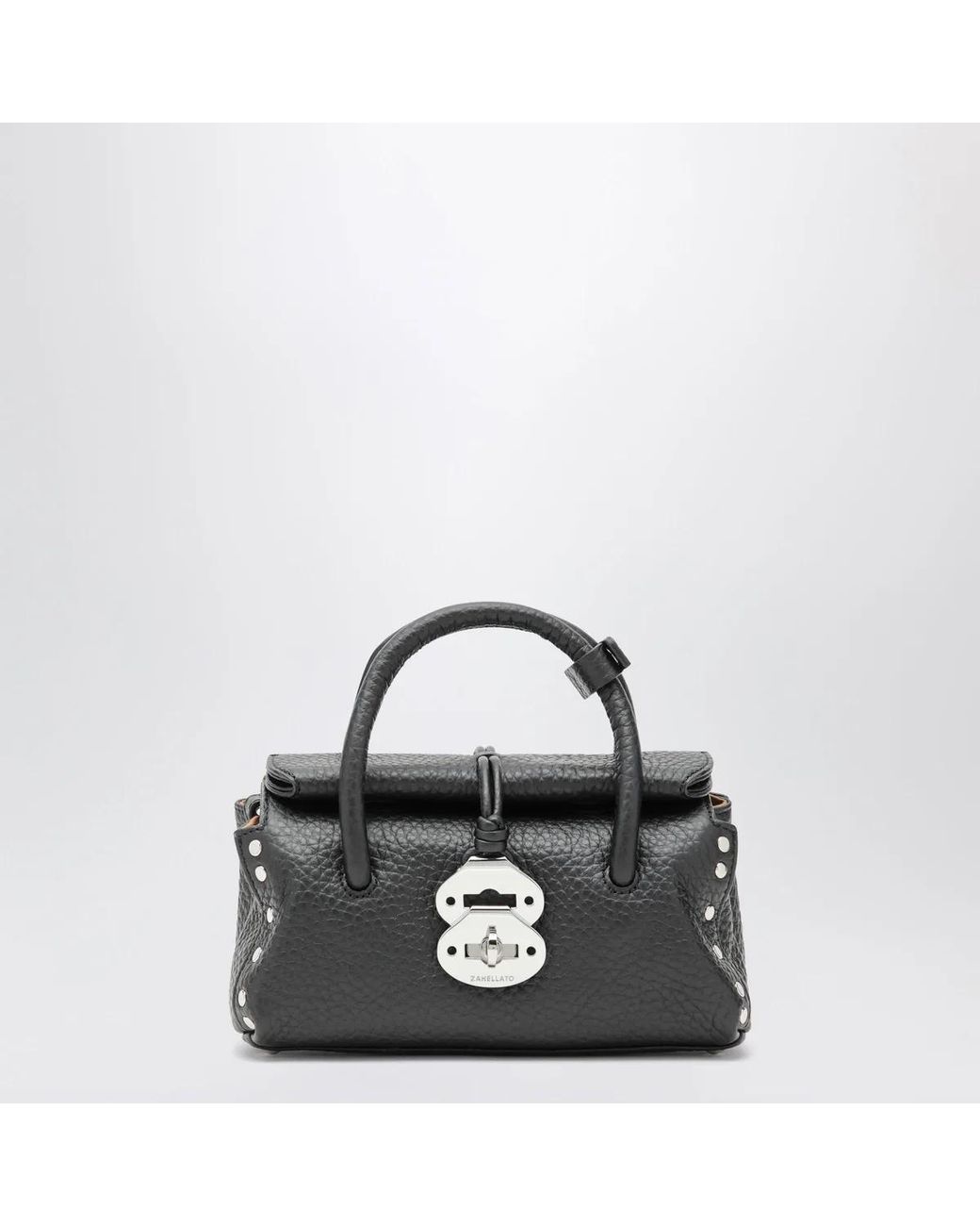 Zanellato Black Dotta Baby Grained Leather Bag