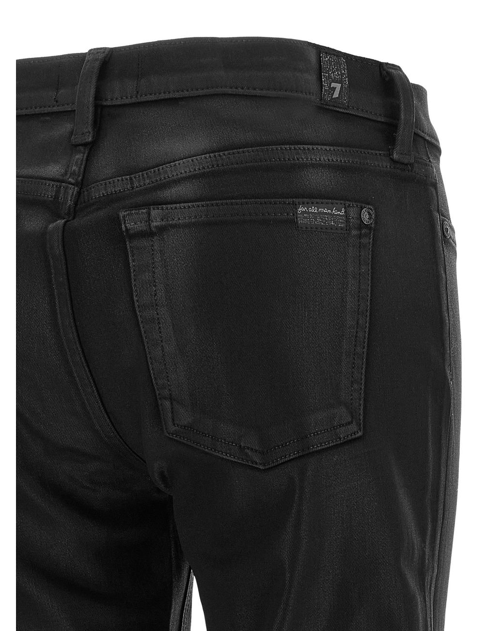 7 For All Mankind Black Leather Effect Jeans
