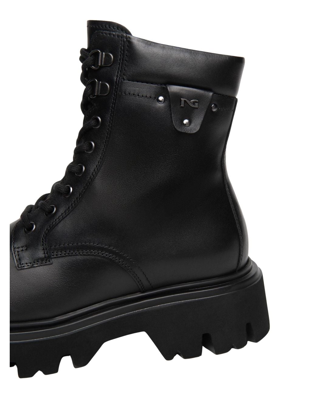 Nero Giardini Black Leather Combat Boots