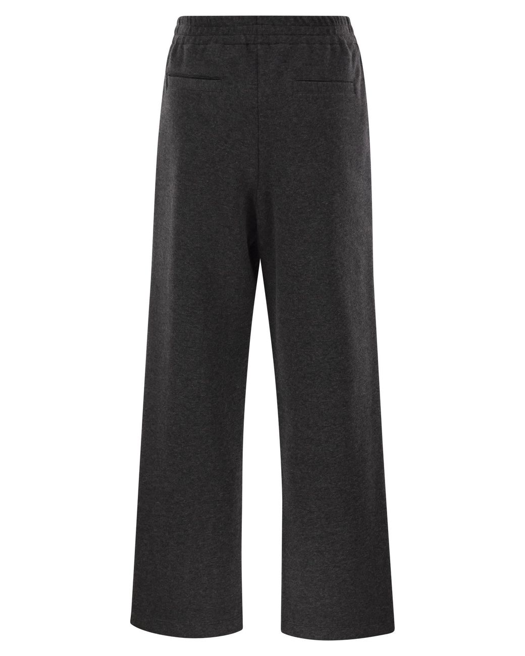 Brunello Cucinelli Black Wide-Leg Cotton And Cashmere Jersey Trousers