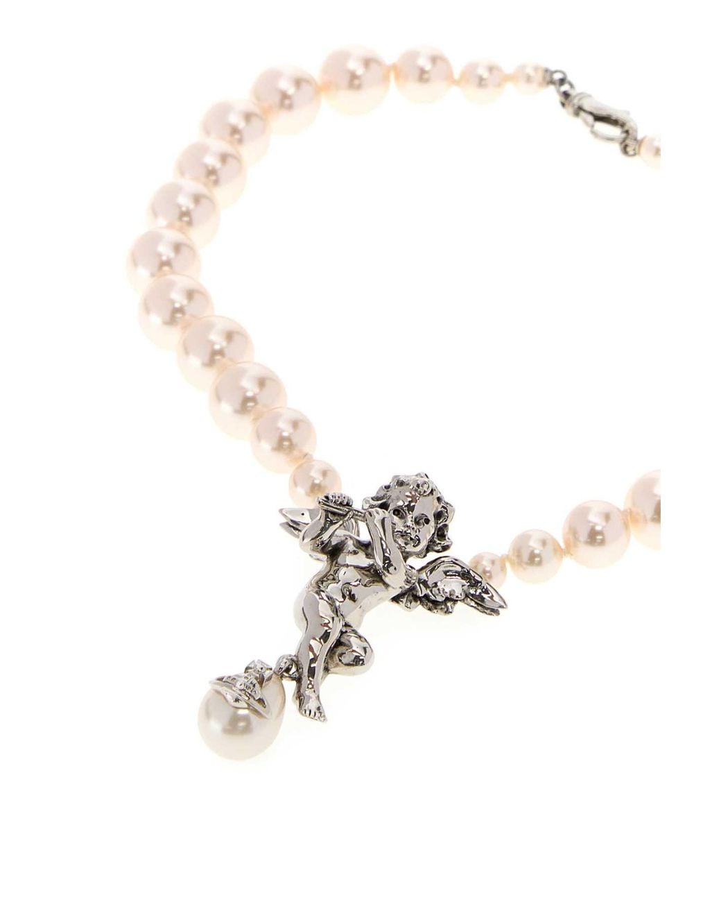 Vivienne Westwood White Putti Large Pearl Necklace