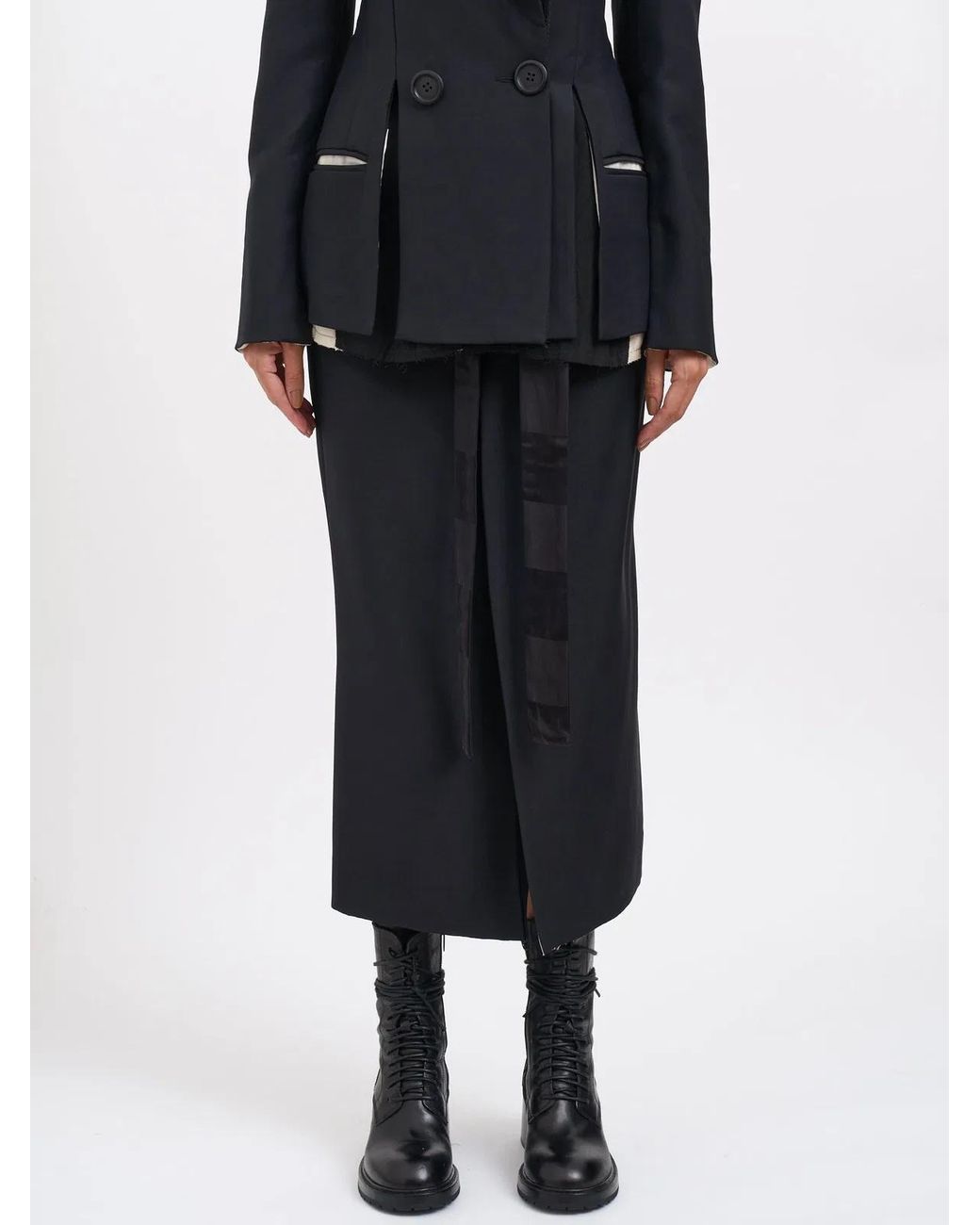 Alessandra Marchi Black Long Wool Skirt
