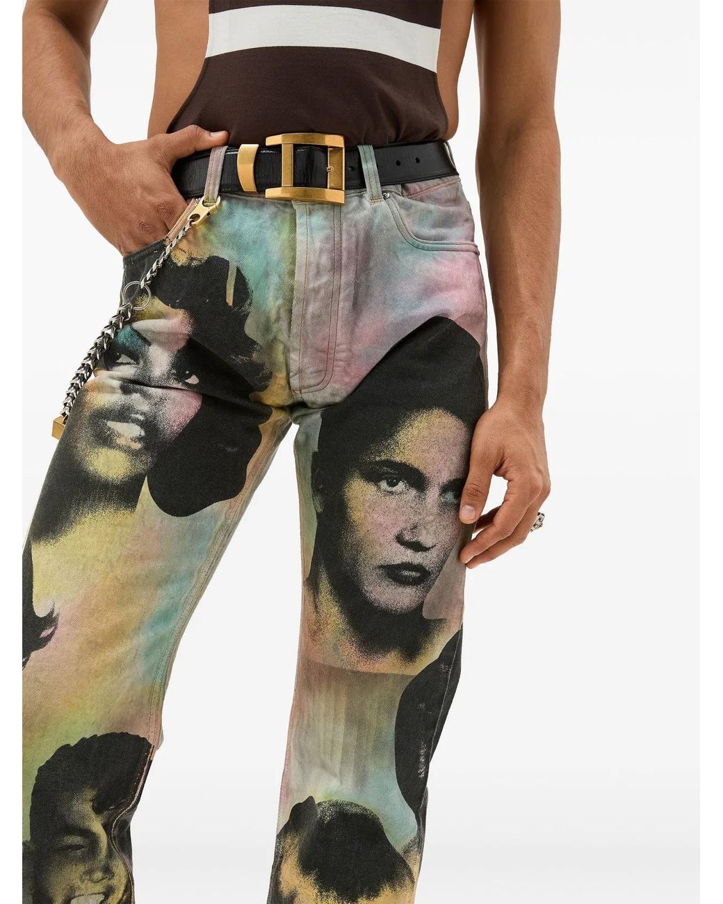 Versace Black Printed Regular Jeans for men