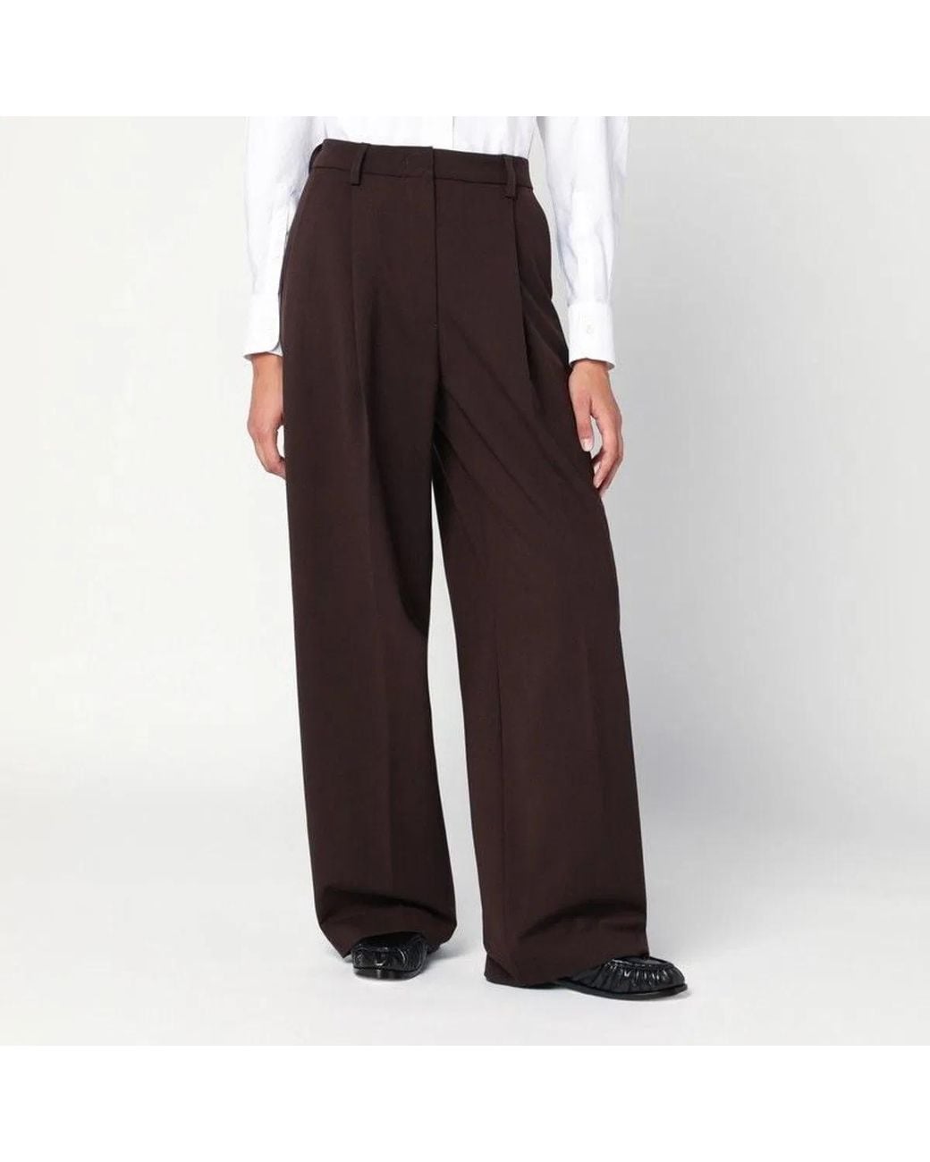 THE LATEST Brown Pleated Trousers With Pockets