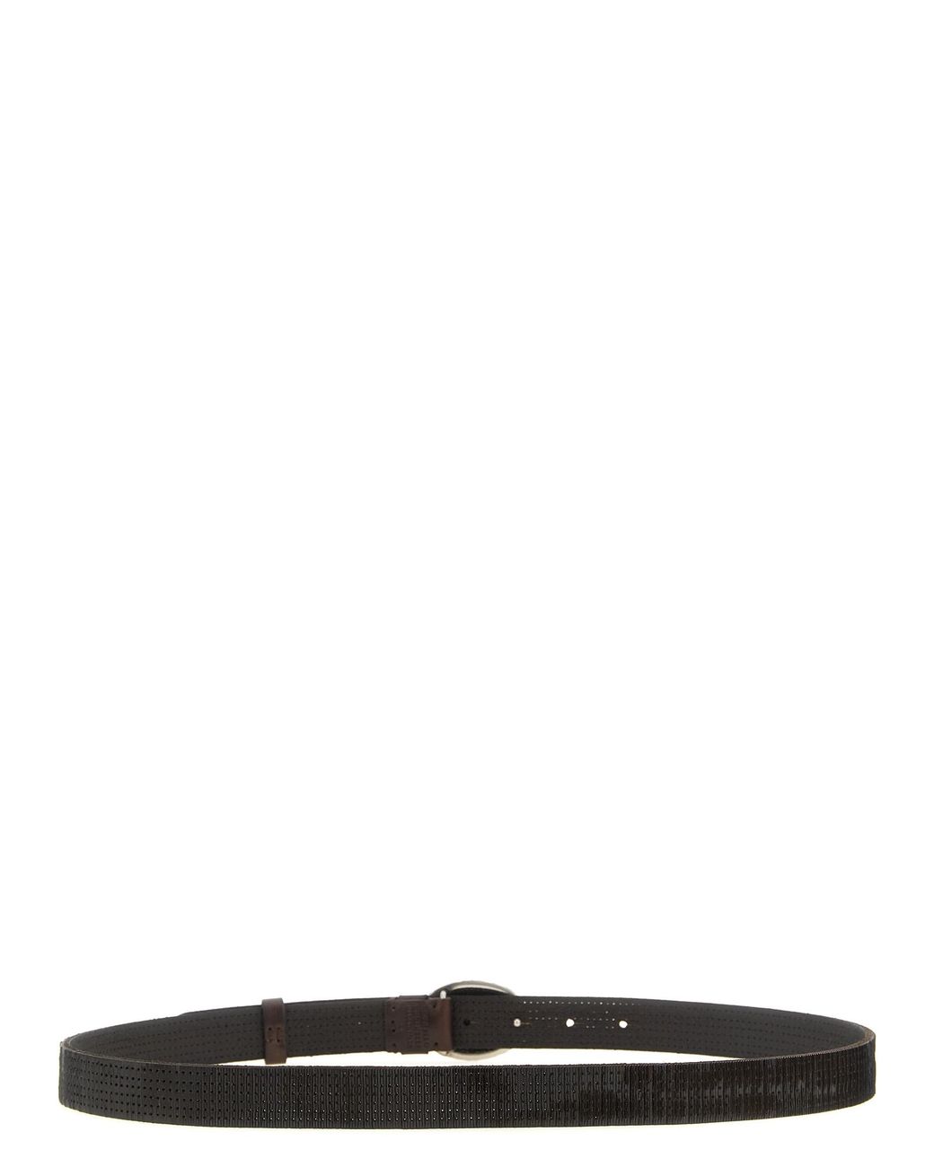 Brunello Cucinelli Black 'Texture' Leather Belt for men