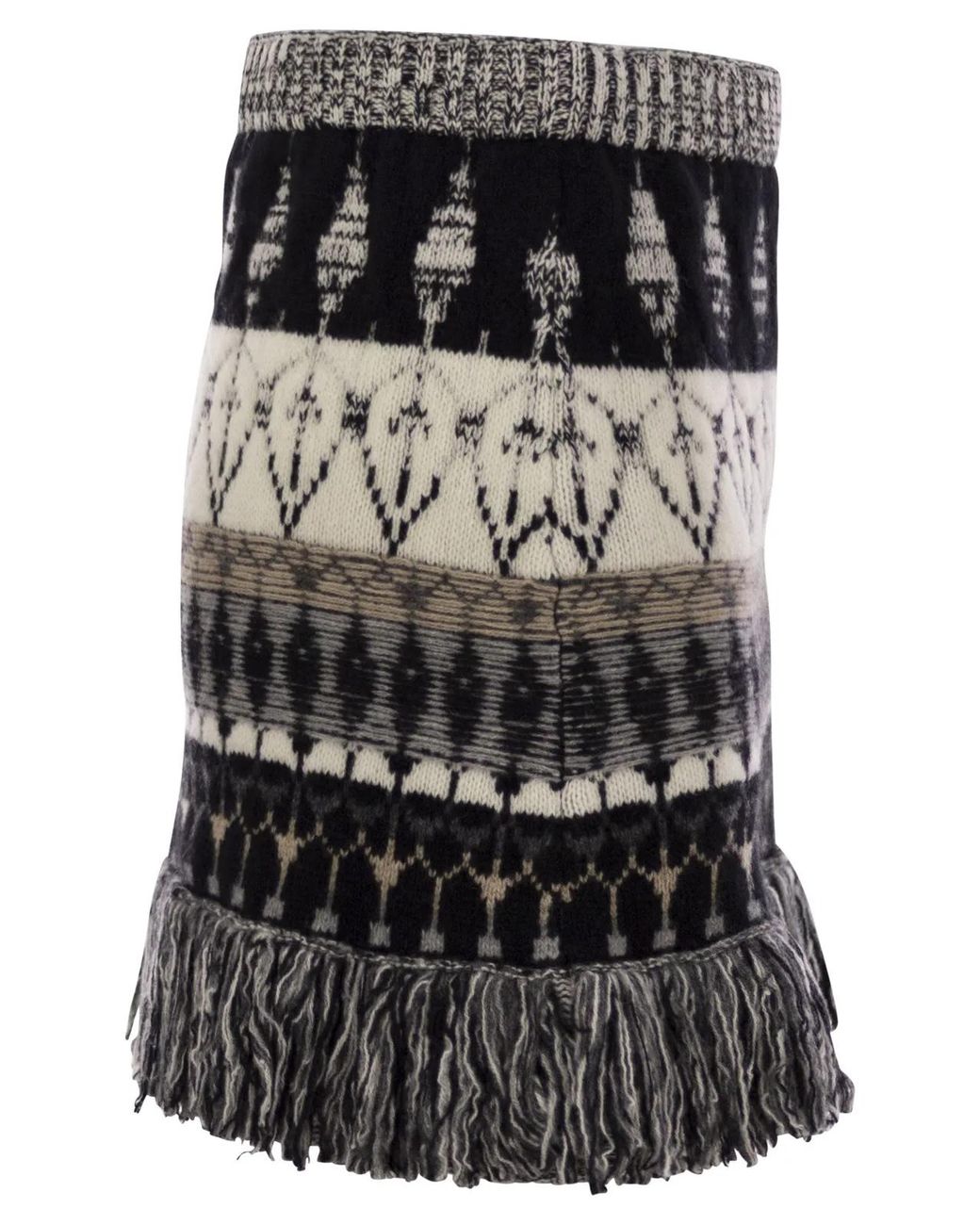 Vanisé Black Wool And Cashmere Blend Jacquard Skirt