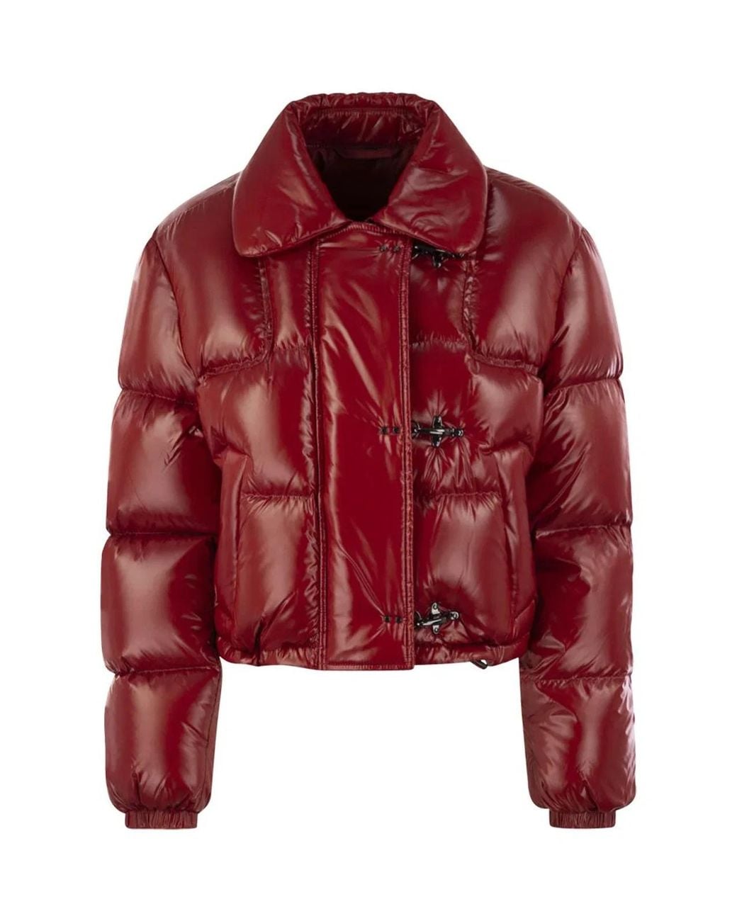 Fay Red 3-Hook Cropped Down Jacket