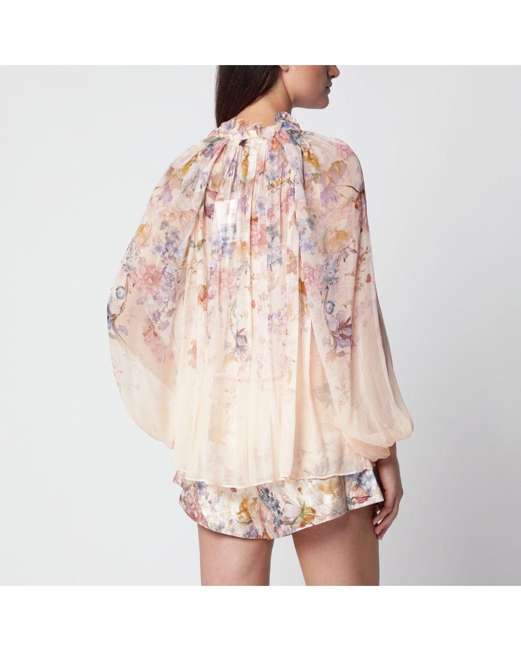 Zimmermann Pink Valiant Peach Floralprint Blouse