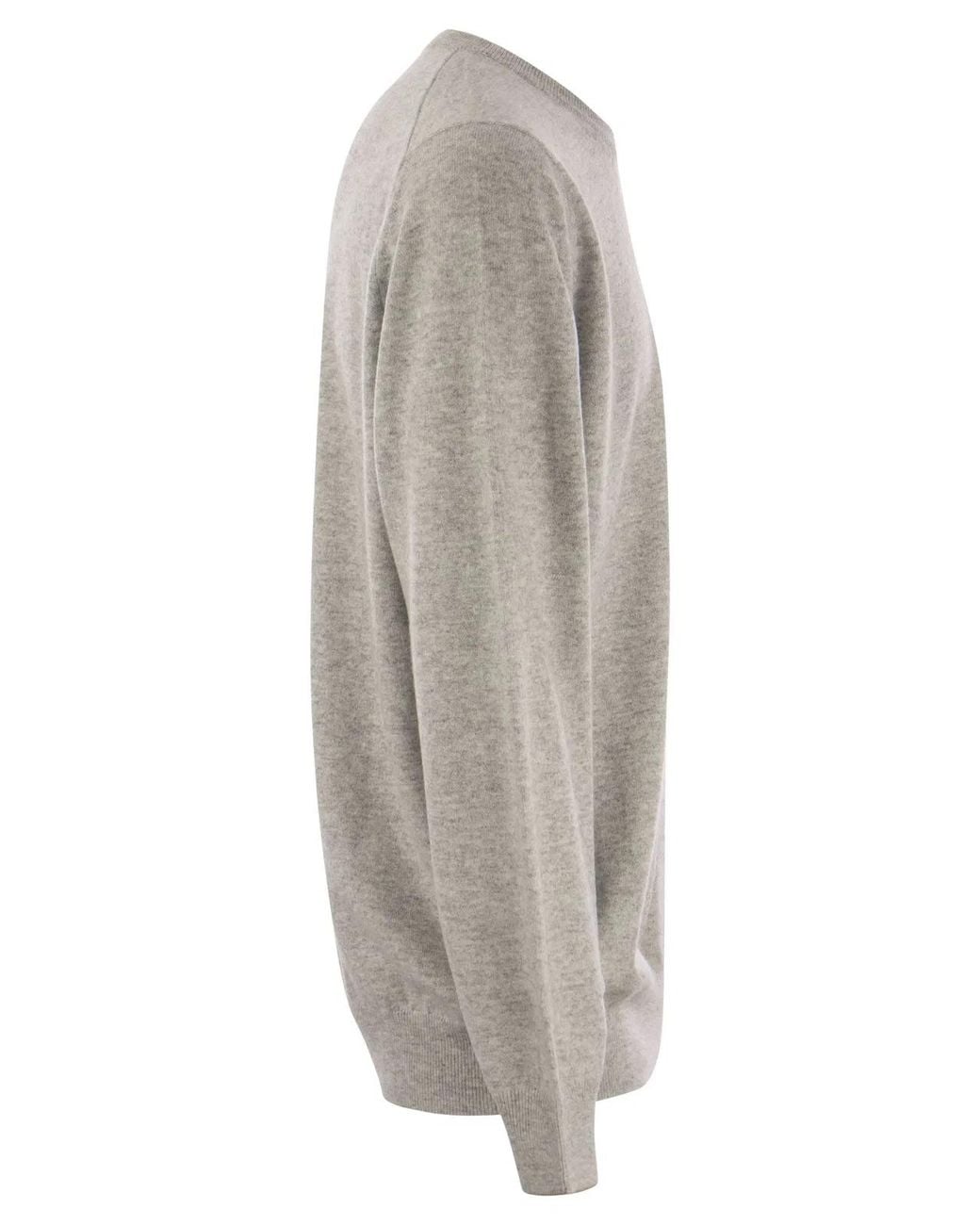 Brunello Cucinelli Gray Pure Cashmere Crew-Neck Sweater for men
