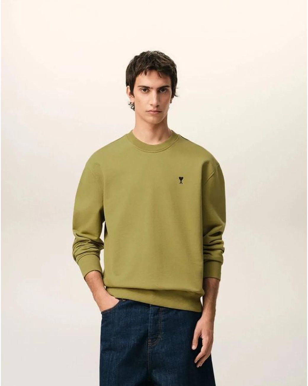 AMI Green Matcha Cotton Sweatshirt for men
