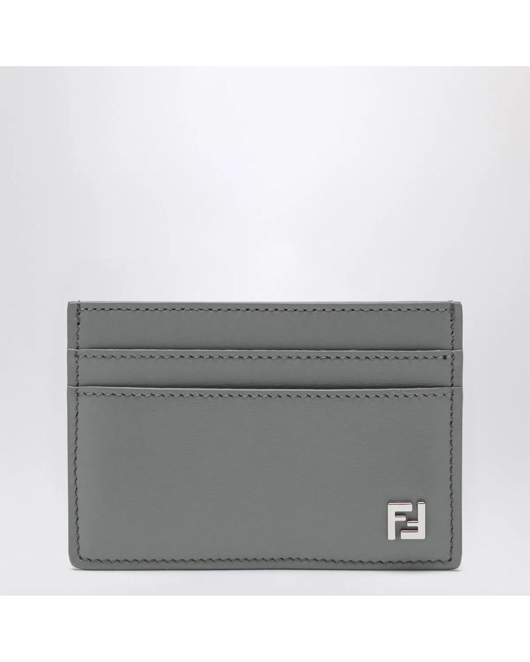 Fendi Gray Light Ff Squared Card Holder for men