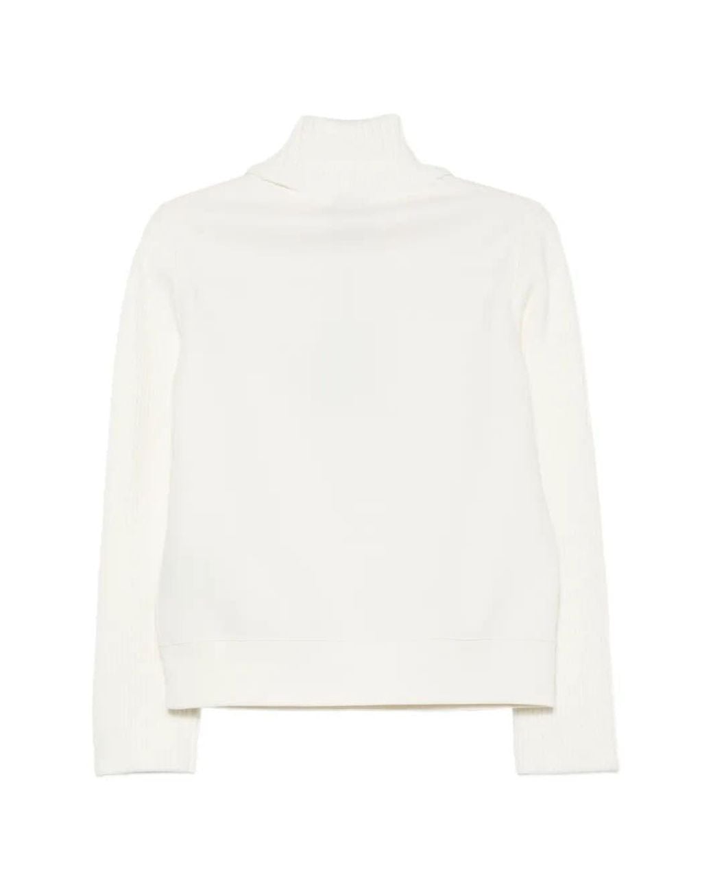 Mackage White Ribbed Roll-Neck Sweatshirt
