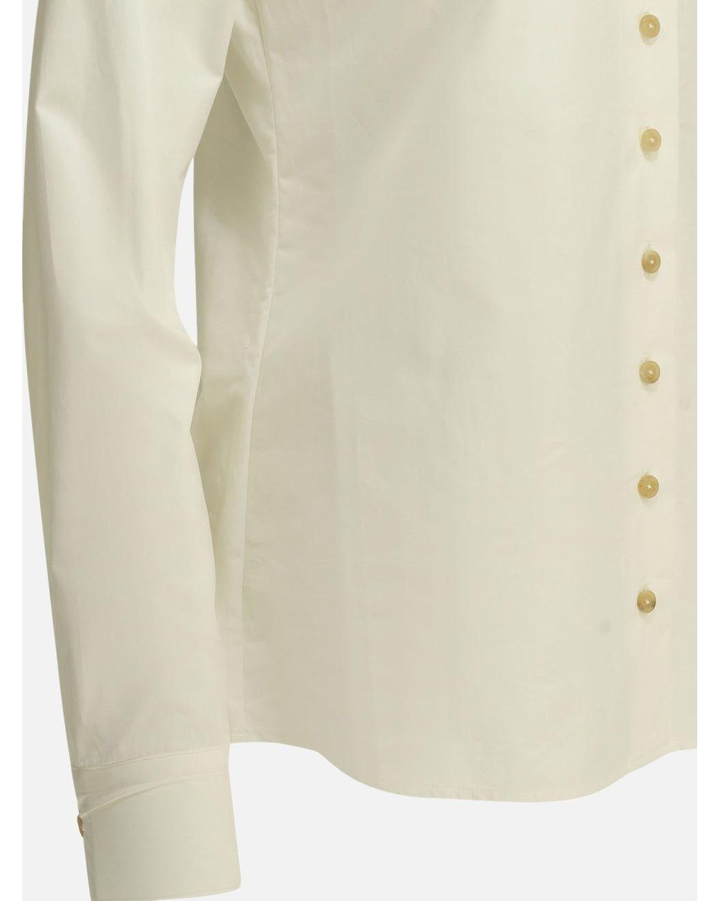 Khaite Natural Ivy High Neck Chalk Shirt
