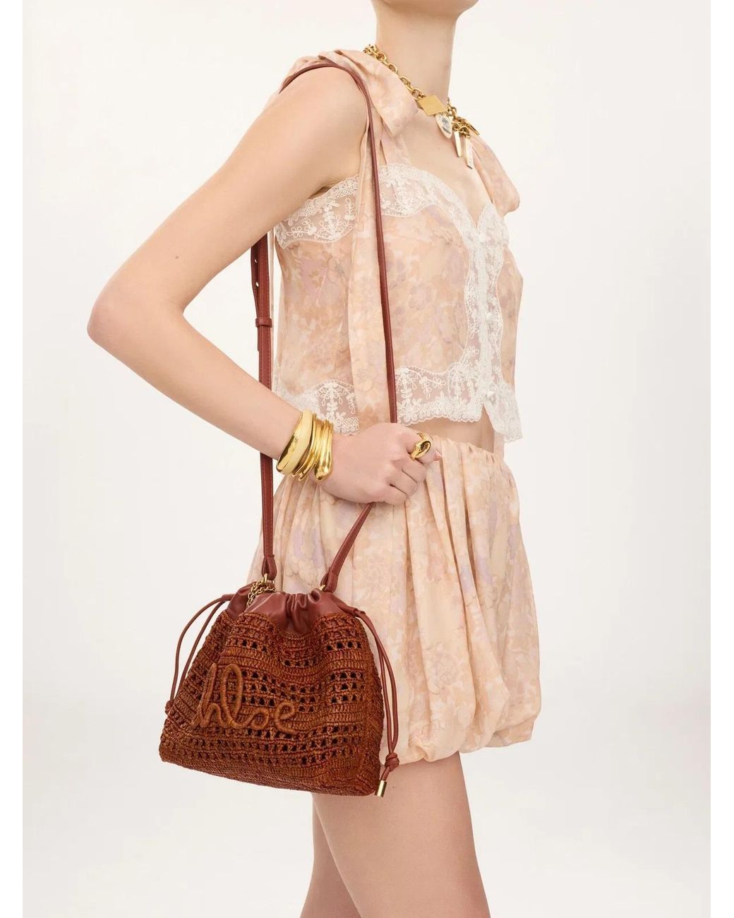 Chloé White Mini Summer Banana Drawstring Shoulder Bag
