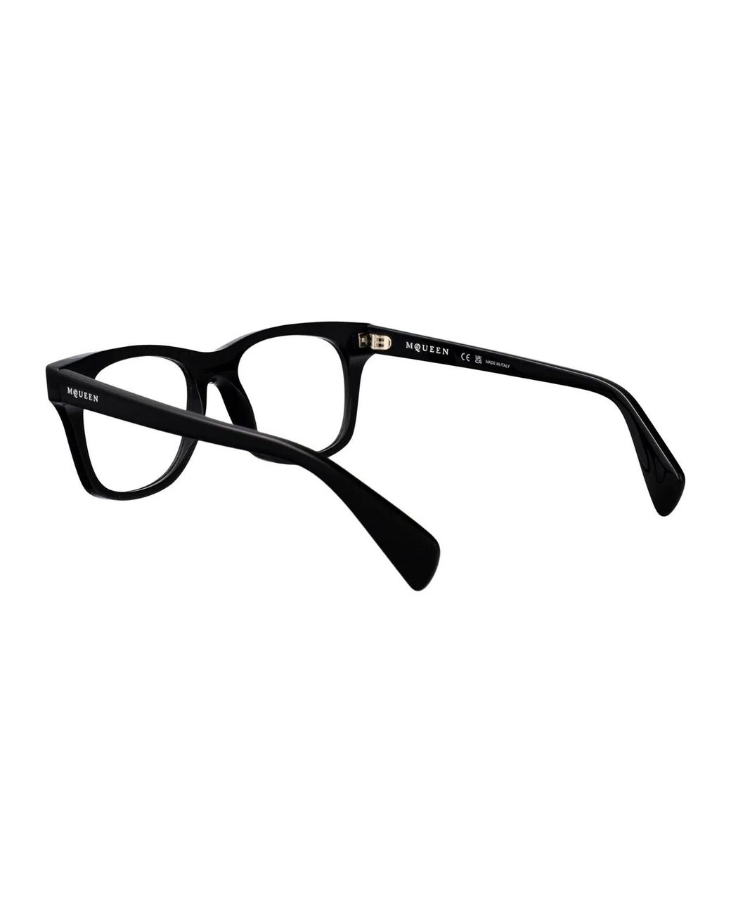 McQueen Black Transparent Acetate Glasses for men
