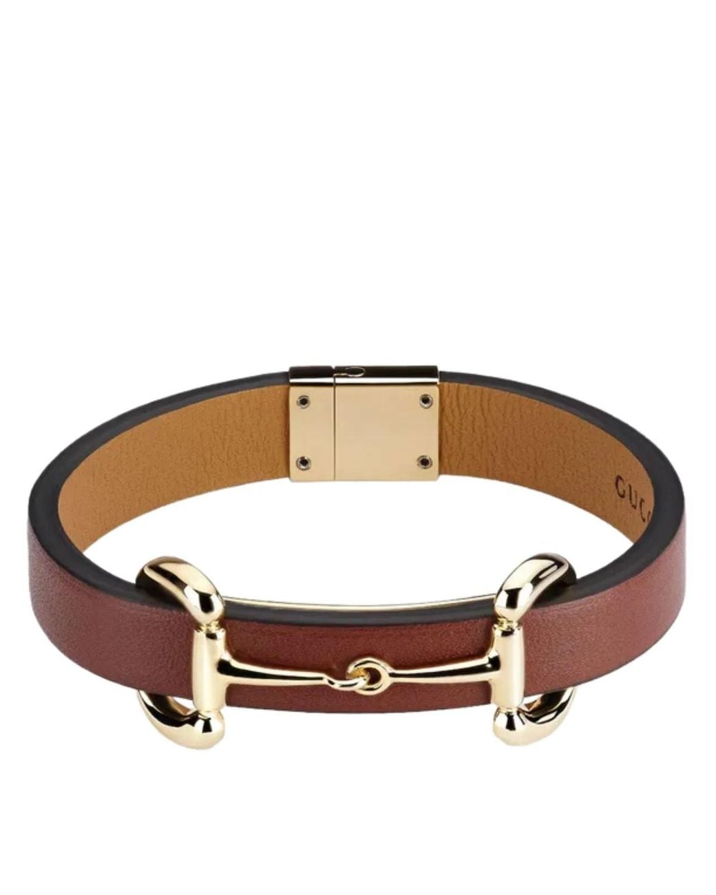Gucci Brown Leather Bracelet With Horsebit Detail