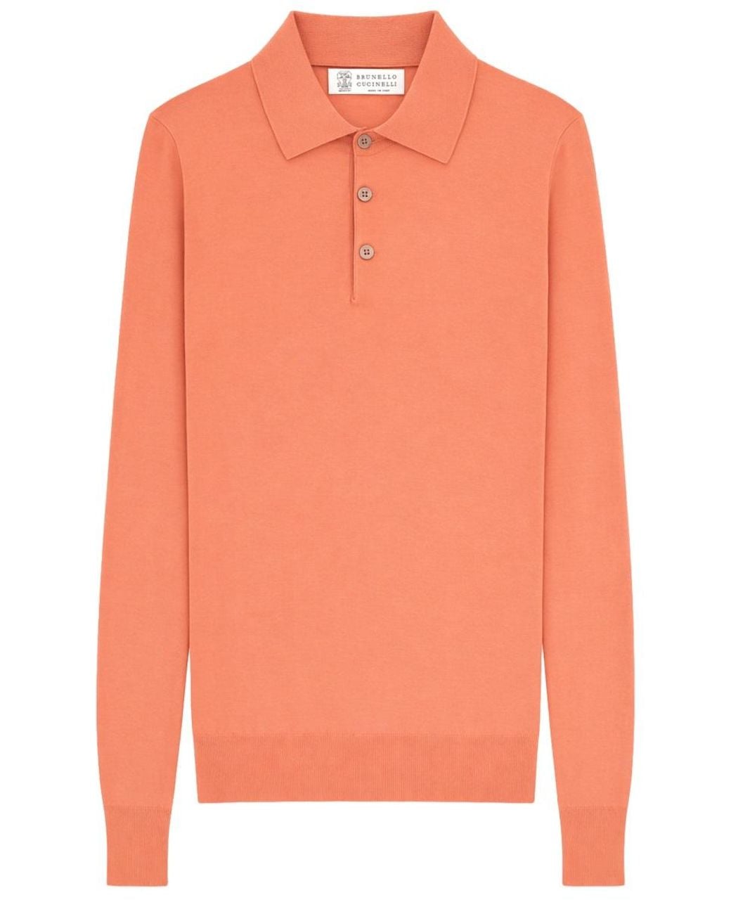 Brunello Cucinelli Orange Cotton Knit Polo Shirt for men
