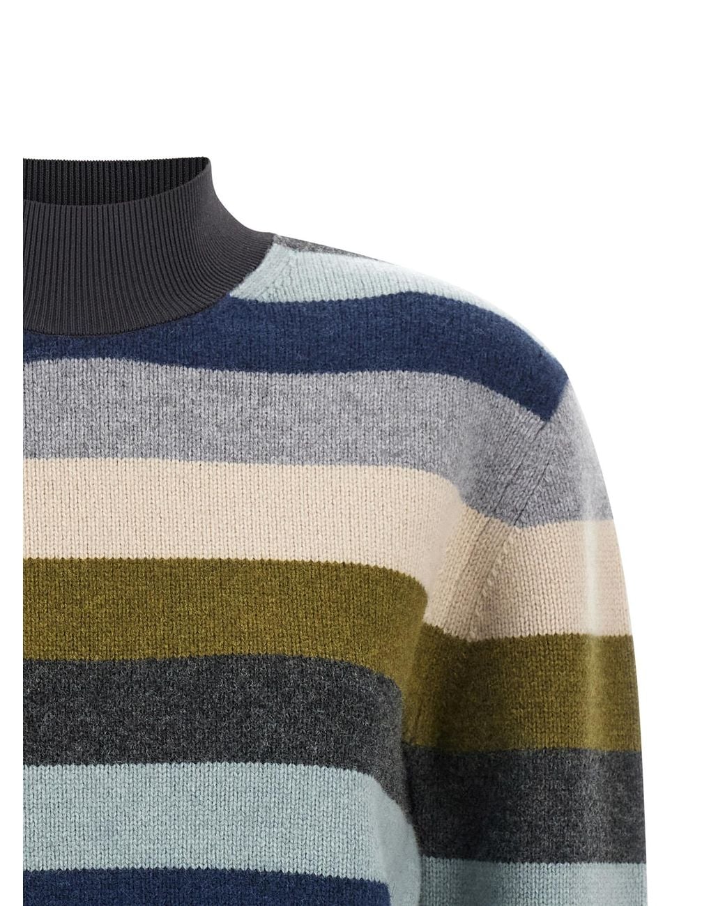 Tory Burch Blue Striped Wool Sweater