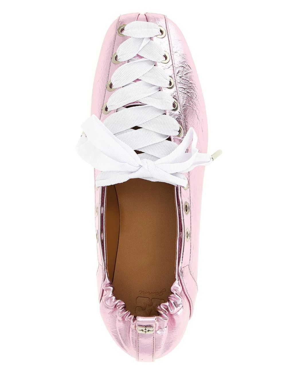 Ganni White 'Lace-Up' Ballet Flats