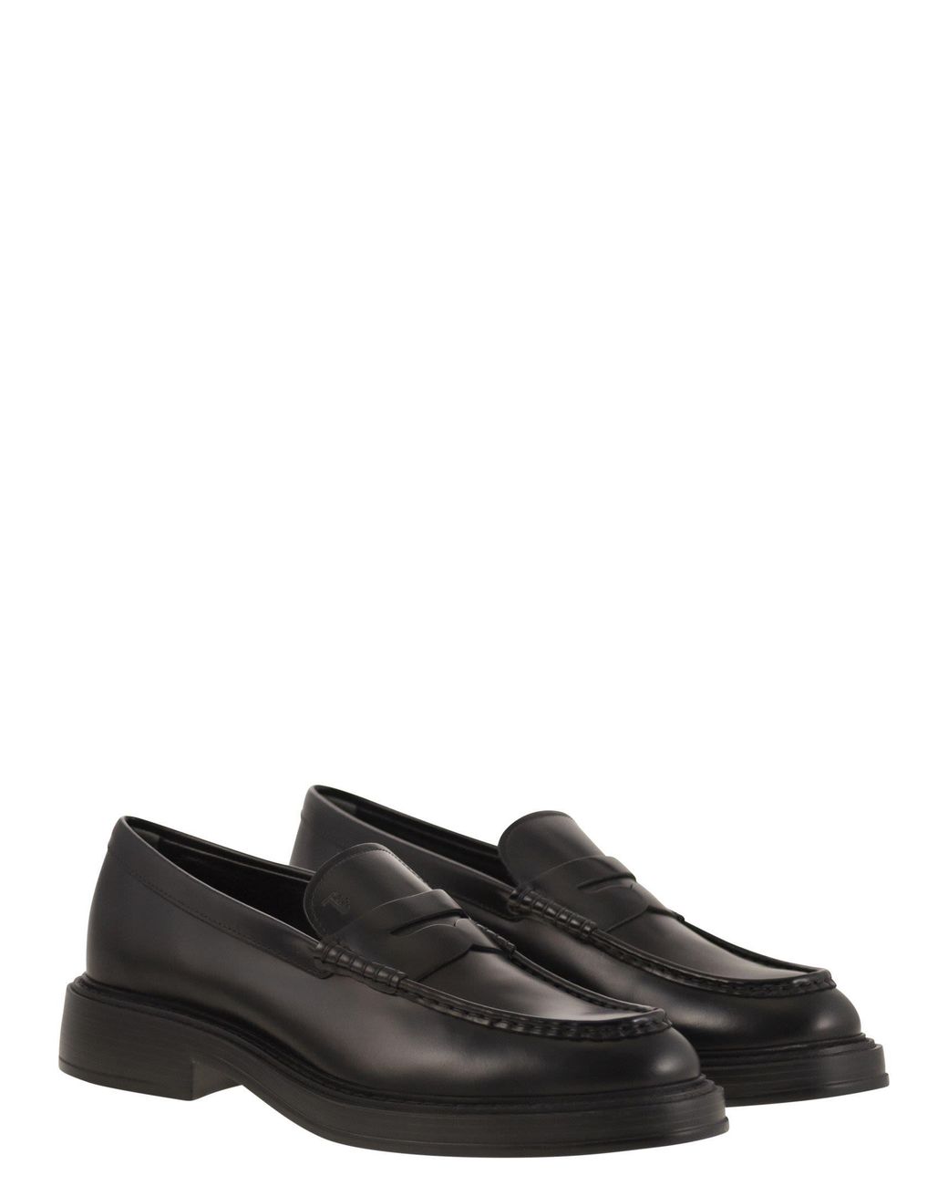 Tod's Black Leather Loafers for men
