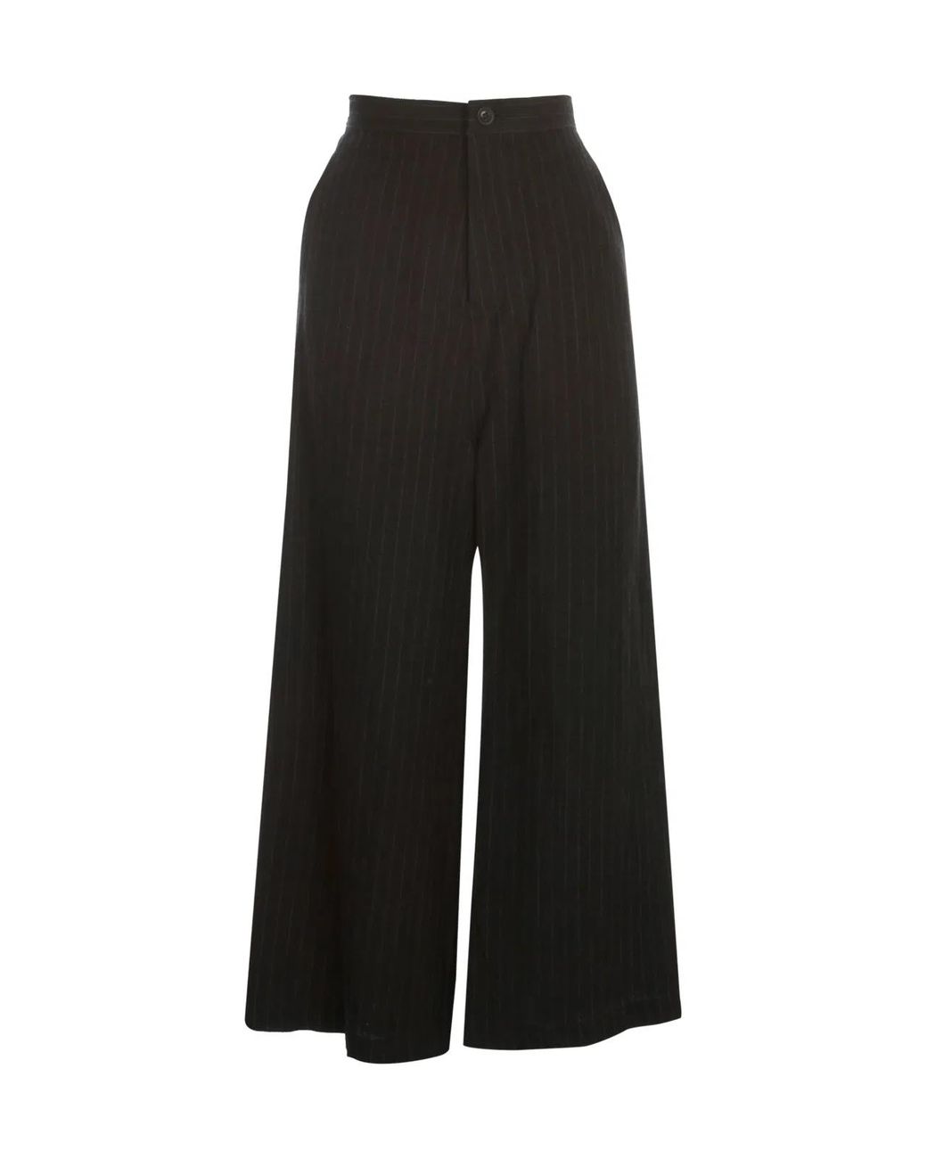 Y's Yohji Yamamoto Black O Straight Thick Pants Pinstripe