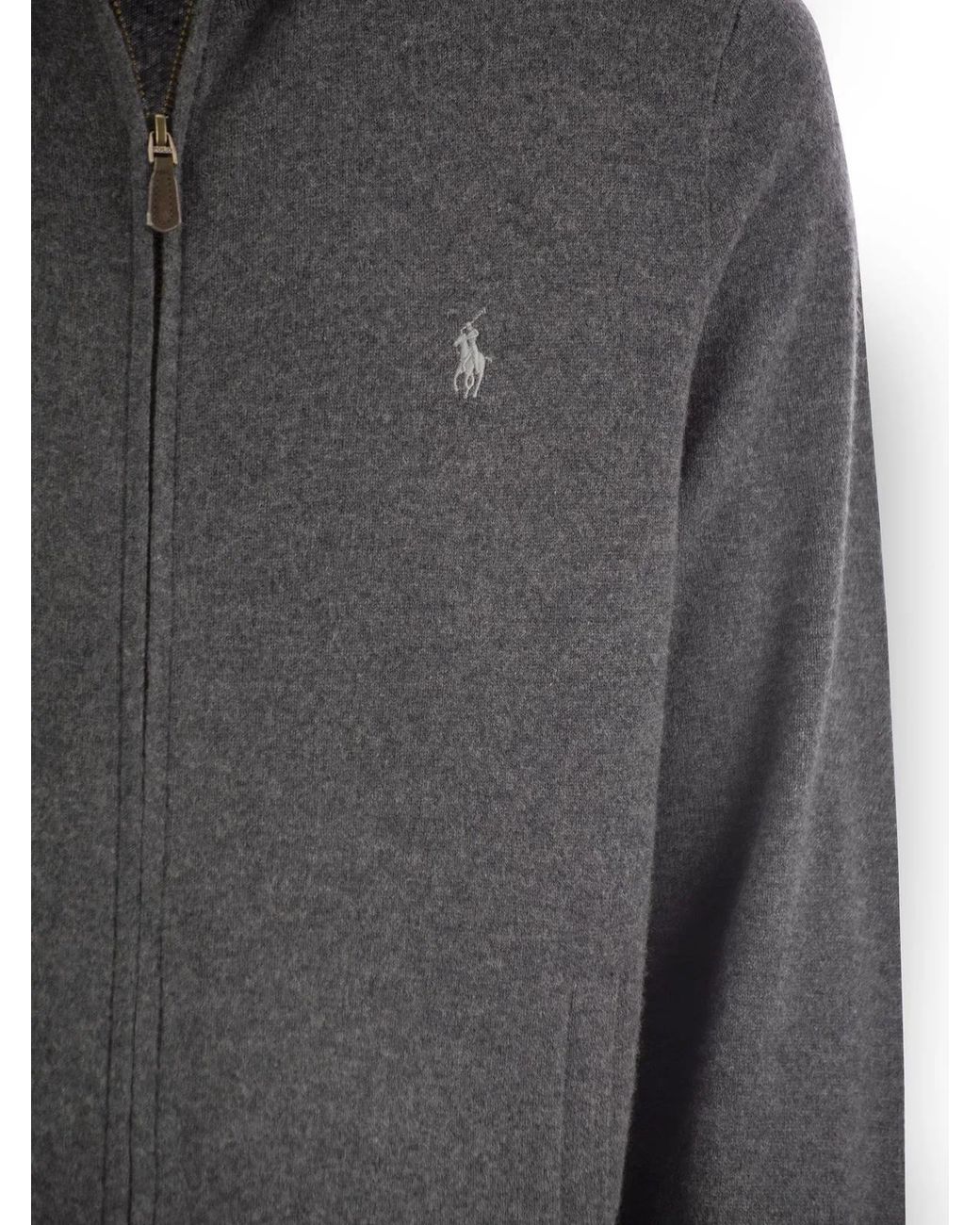 Polo Ralph Lauren Gray Wool Sweater With Zip for men