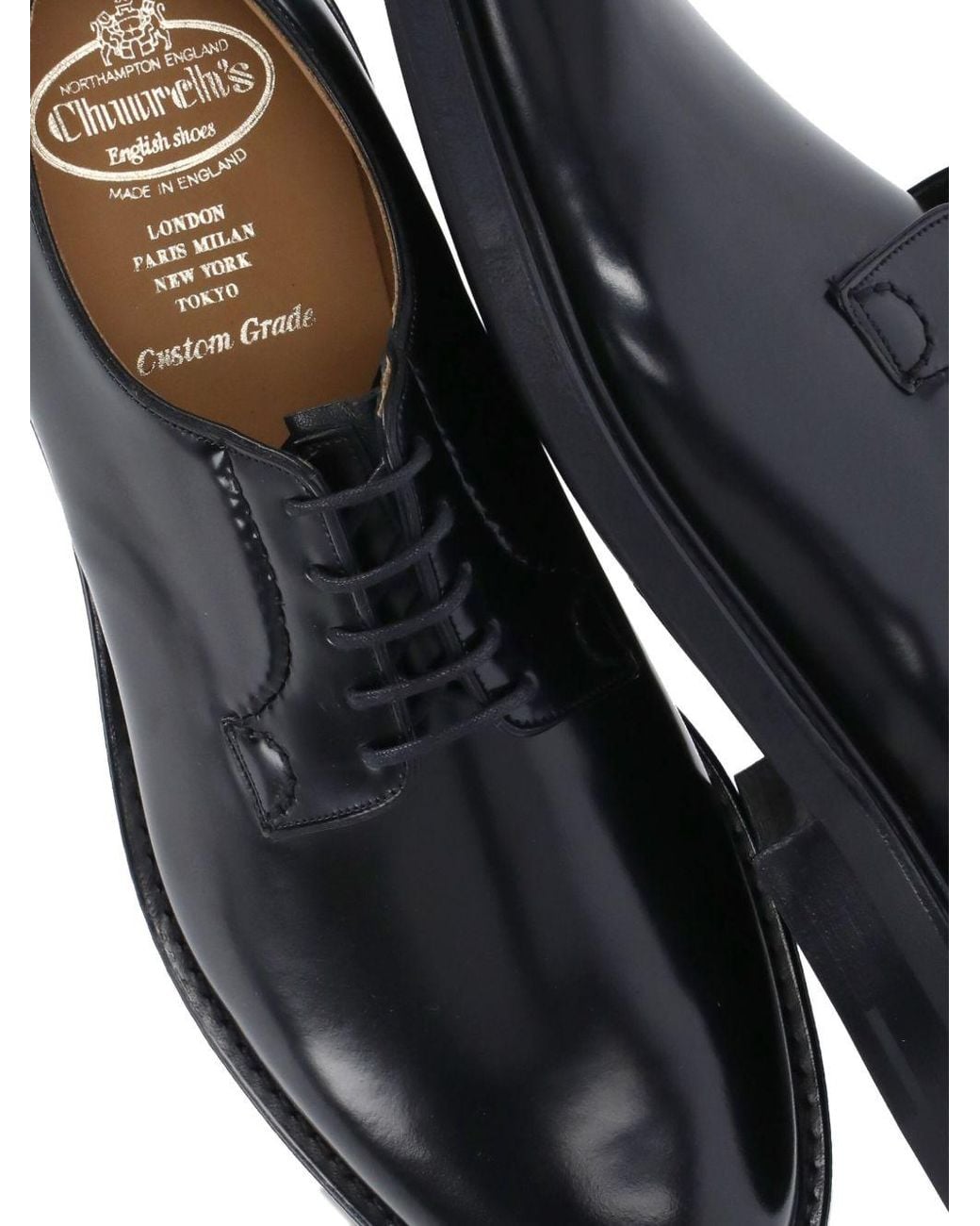 Church's Black Churchs Calf Leather Flat Shoes for men
