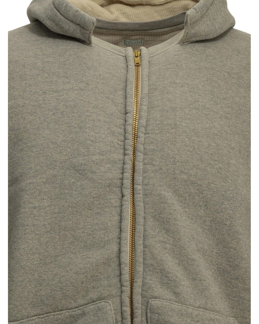 A.PRESSE Gray "Vintage Parka" Zip-Up Sweatshirt for men
