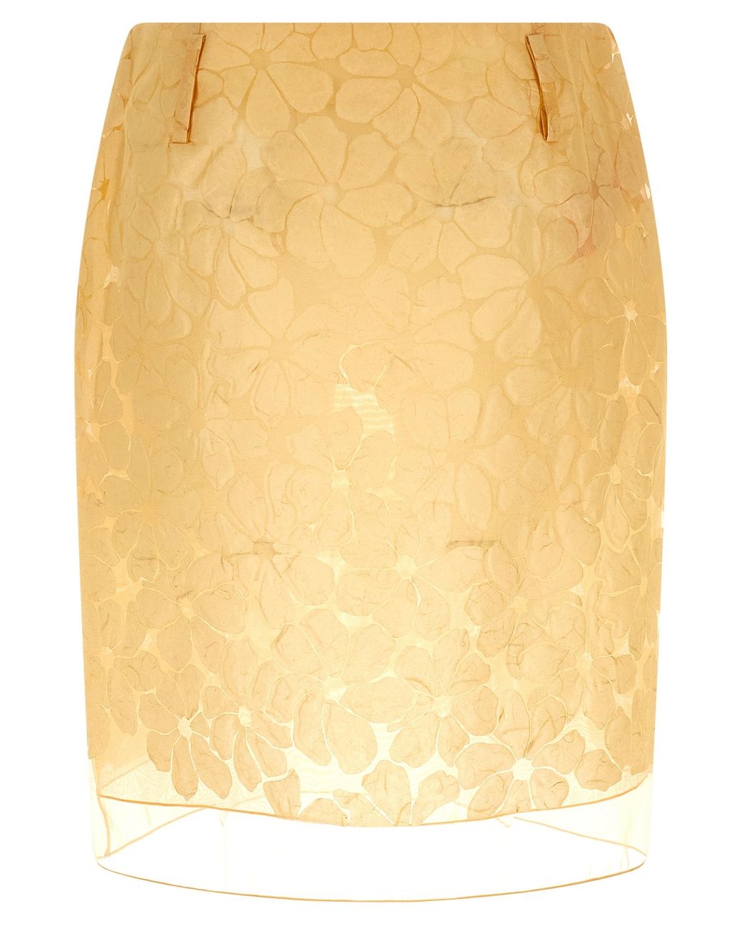 Marni Yellow Straight Skirt With Floral Pattern