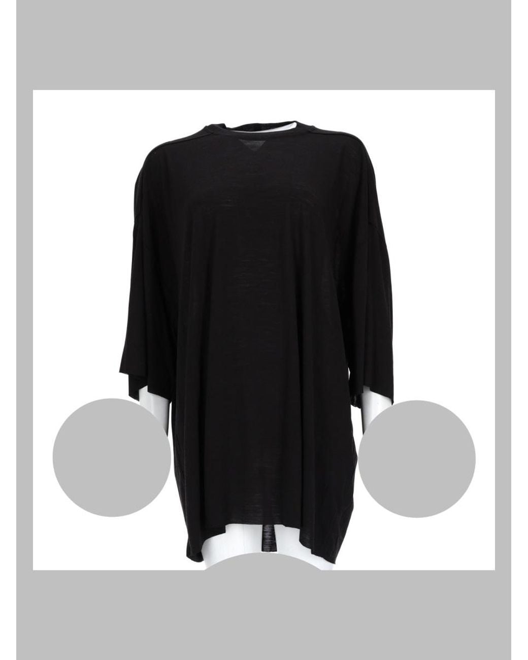 Rick Owens Black 70% New Wool 30% Silk T-Shirt