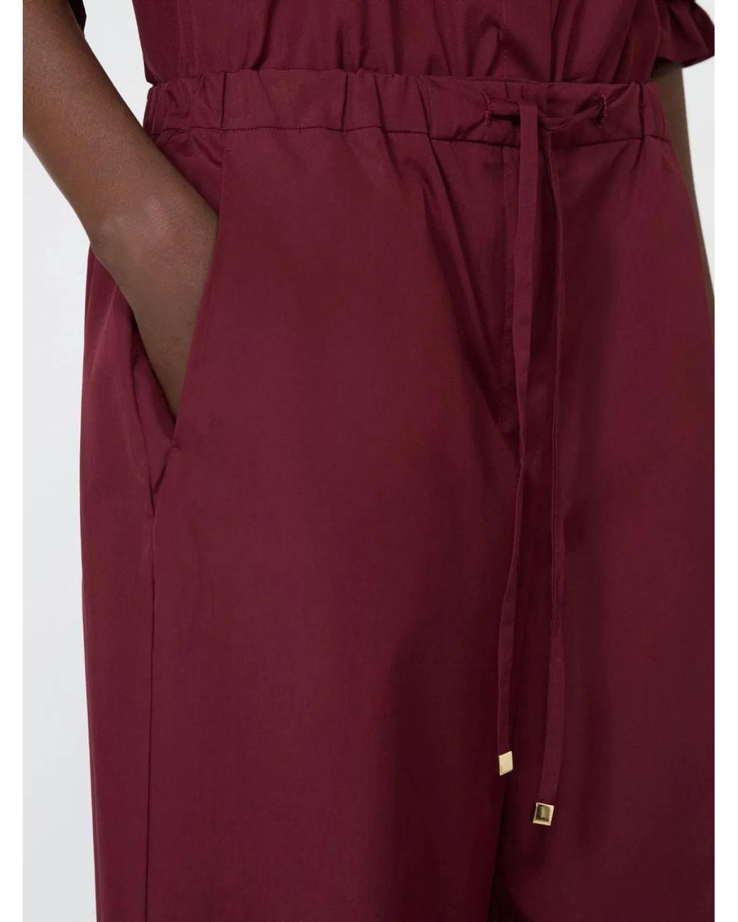 Max Mara Red Cotton Poplin Jogging Trousers