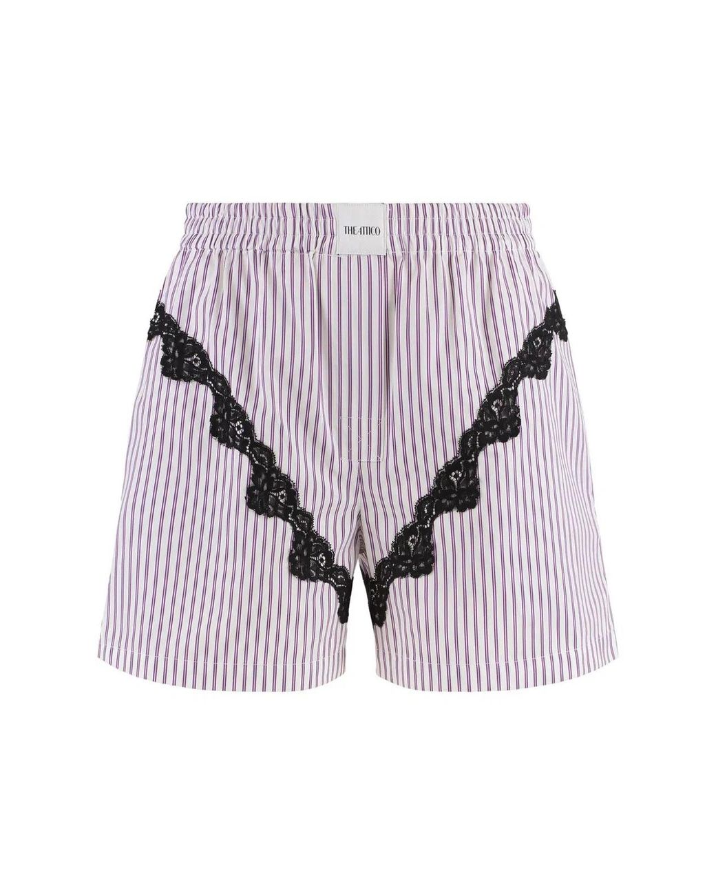 The Attico Multicolor Cotton Shorts With Lace Insets